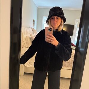 Zara Black Faux Fur Jacket - TRF Outerwear Collection - Size Small